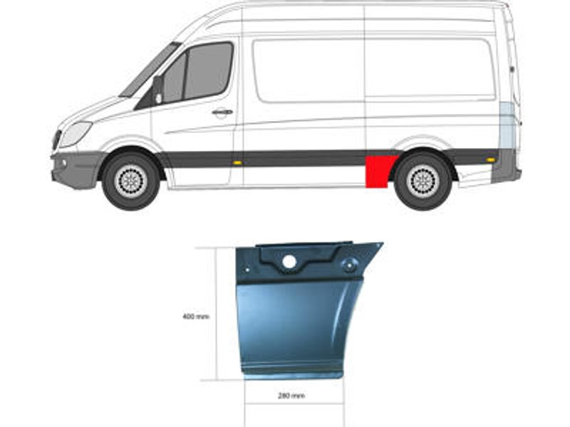 Kanal MB Sprinter - VW Crafter , 06.06-09.20 foran bakhjul venstre AA 3665mm