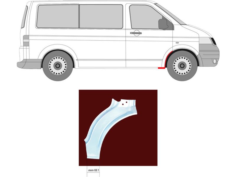Forskjerm bakre Caravelle / Transporter  T5    04.03-08.15 høyre  